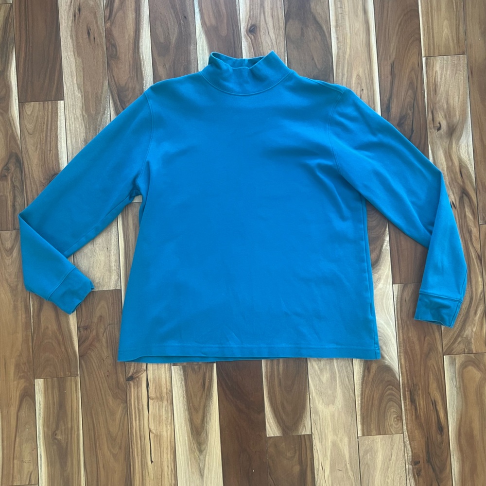 Lands End Relaxed Fit turquoise mock neck l/s
